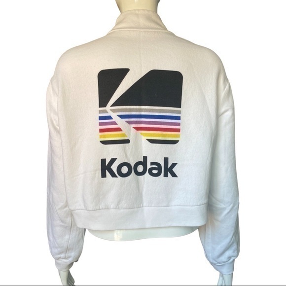 Divided Sweaters - H&M DIVIDED KODAK White Zip Up Cropped Sweater
